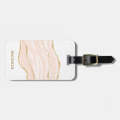 赤面ピンクマーブルゲート金ゴールドグリッター ラゲッジタグ (正面横)