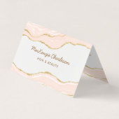 赤面ピンクマーブルゲート金ゴールドグリッター 名刺 (正面)