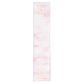 赤面ピンクマーブルサロンビジネスロゴ ショートテーブルランナー (正面)