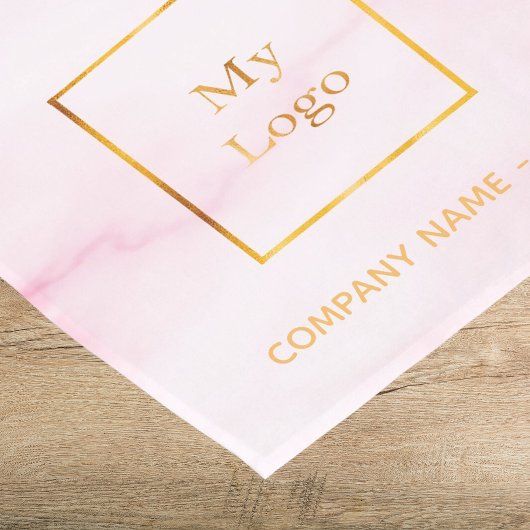 赤面ピンクマーブルサロンビジネスロゴ ショートテーブルランナー