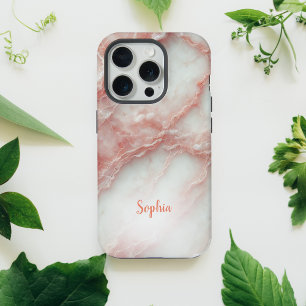赤面ピンクマーブルパーソナライズされたiPhoneケース iPhone 15 Proケース