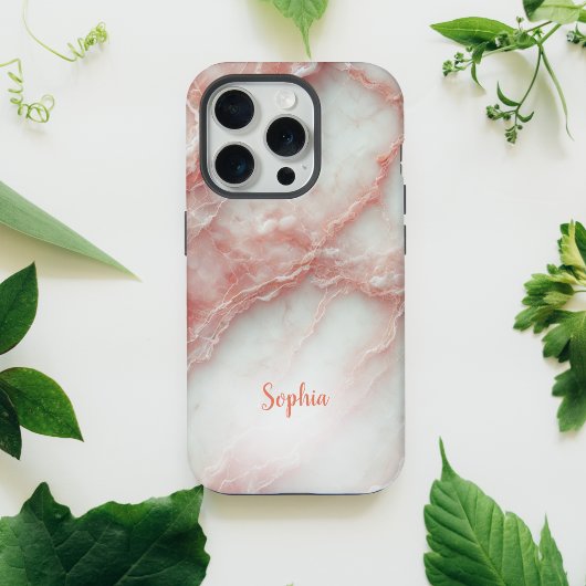 赤面ピンクマーブルパーソナライズされたiPhoneケース iPhoneケース