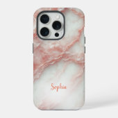 赤面ピンクマーブルパーソナライズされたiPhoneケース iPhoneケース (裏面)