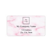 赤面ピンクマーブルビジネスロゴ差出人住所 ラベル (正面)