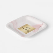 赤面ピンクマーブルビジネスロゴ ペーパープレート (傾斜あり)