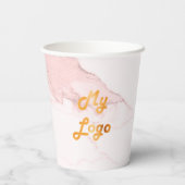 赤面ピンクマーブルビジネスロ企業のゴ 紙コップ (裏面)
