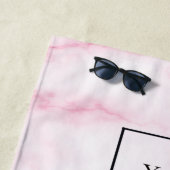 赤面ピンクマーブル会社のロゴビジネス ビーチタオル (インサイチュ)