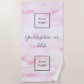 赤面ピンクマーブル会社のロゴビジネス ビーチタオル (正面)