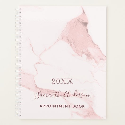 赤面ピンクマーブル名エレガント業 プランナー手帳 (正面)