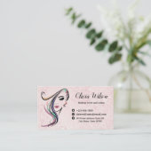 赤面ピンクマーブル美しいパーラーヘアスタイリスト 名刺 (スタンド正面)