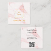 赤面ピンクマーブル金ゴールドエレガントロゴQRコード スクエア名刺 (正面/裏面)