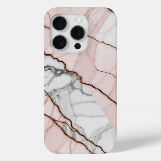 赤面ピンクマーブル、銅色アクセント Case-Mate iPhoneケース (裏面)