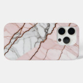 赤面ピンクマーブル、銅色アクセント Case-Mate iPhoneケース (裏面 (横))
