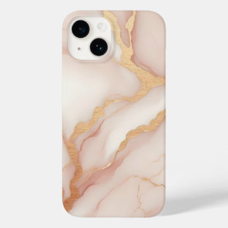 赤面ピンクマーブルiPhone 14ケースと金ゴールド静脈 Case-Mate iPhone 14ケース