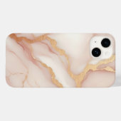 赤面ピンクマーブルiPhone 14ケースと金ゴールド静脈 Case-Mate iPhoneケース (裏面 (横))