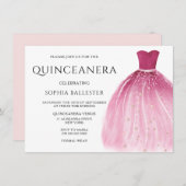 赤面ピンクマーメイドガウンドレスキンセアニェラ 招待状 (正面/裏面)