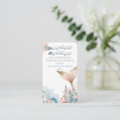 赤面ピンクマーメイドテールベイビーシャワーオムツラッフル エンクロージャーカード (スタンド正面)