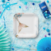 赤面ピンクマーメイドテールベイビーシャワー ペーパープレート (パーティー)