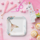 赤面ピンクマーメイドテールベイビーシャワー ペーパープレート (パーティー)