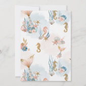 赤面ピンクマーメイドテールベイビーシャワー 招待状 (裏面)