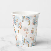 赤面ピンクマーメイドテールベイビーシャワー 紙コップ (裏面)