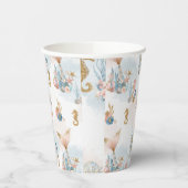 赤面ピンクマーメイドテールベイビーシャワー 紙コップ (左)