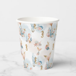 赤面ピンクマーメイドテールベイビーシャワー 紙コップ