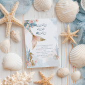 赤面ピンクマーメイドテール赤ちゃんシャワーベビー エンクロージャーカード