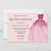 赤面ピンクマーメイドドレス15thキンセアニェラパーティー 招待状 (裏面)