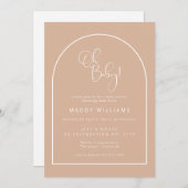 赤面ピンクミニマリストスクリプトアーチOhベビーシャワー 招待状 (正面/裏面)