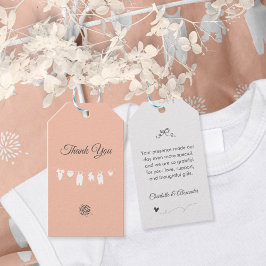 赤面ピンクミニマリストベビーガールシャワー ギフトタグ