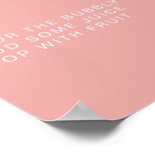 赤面ピンクミニマリストベビーシャワーモモモザバー ポスター (角)