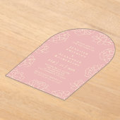 赤面ピンクミニマリストボタニカル結婚式招待状 アクリル招待状 (レイダウン)