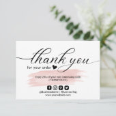 赤面ピンクミニマリスト注文ありがとう サンキューカード (スタンド正面)