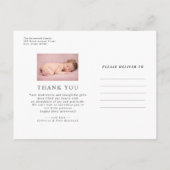 赤面ピンクミニマリスト赤ちゃん女の子の誕生発表 ポストカード (裏面)