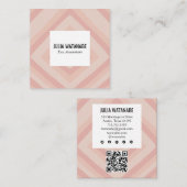 赤面ピンクミニマルストライプリストQRソーシャルメディア スクエア名刺 (正面/裏面)