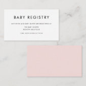 赤面ピンクミニマルタイポグラフィベビーレジストリ エンクロージャーカード (正面/裏面)