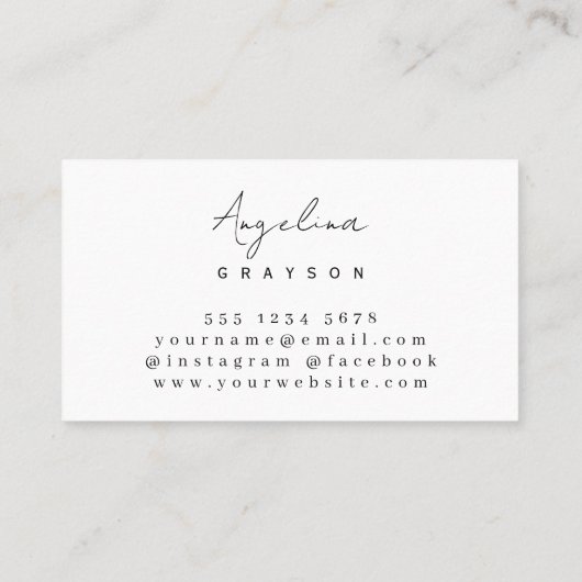 赤面ピンクミニマルフェミニンリスト手書きスクリプト 名刺 (裏面)