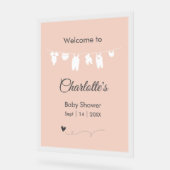 赤面ピンクミニマル半透明ベビーガールシャワー アクリルサイン (傾斜)