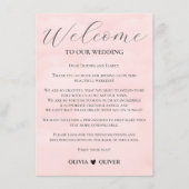 赤面ピンクミニマル結婚リストの週末の日程 エンクロージャーカード (正面)