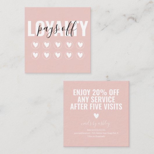 赤面ピンクミニモダンマリスガーリートシック ロイヤリティカード (正面/裏面)