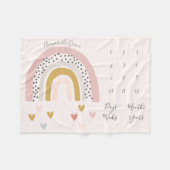 赤面ピンクミュート虹の毎月のベビーマイルストーン フリースブランケット (正面(横))