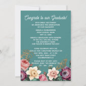 赤面ピンクミントグリーン植物学フローラ卒業 案内状 (裏面)