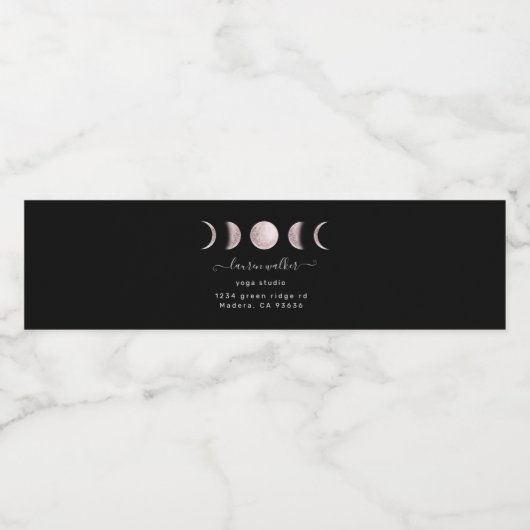 赤面ピンクムーンフェイズヨガスタジオウォーターボトル ペットボトルラベル (シングルラベル)