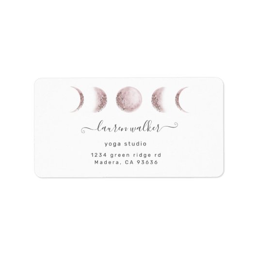 赤面ピンクムーンフェイズヨガスタジオ住所 シール (正面)