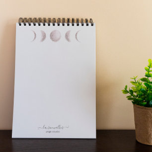 赤面ピンクムーンフェイズヨガスタジオ ノートパッド