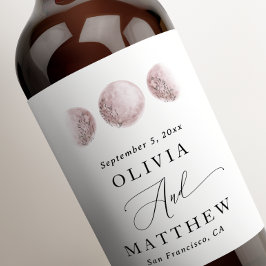 赤面ピンクムーン | エレガントスクリプ結婚ト ワインラベル