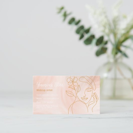 赤面ピンクメスタイリッシュークアップアーティストサロン 名刺 (スタンド正面)
