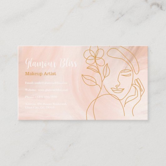 赤面ピンクメスタイリッシュークアップアーティストサロン 名刺 (正面)