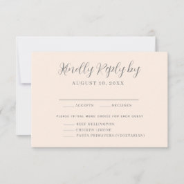 赤面ピンクメニュー選択ウェディングRSVPカード 出欠カード